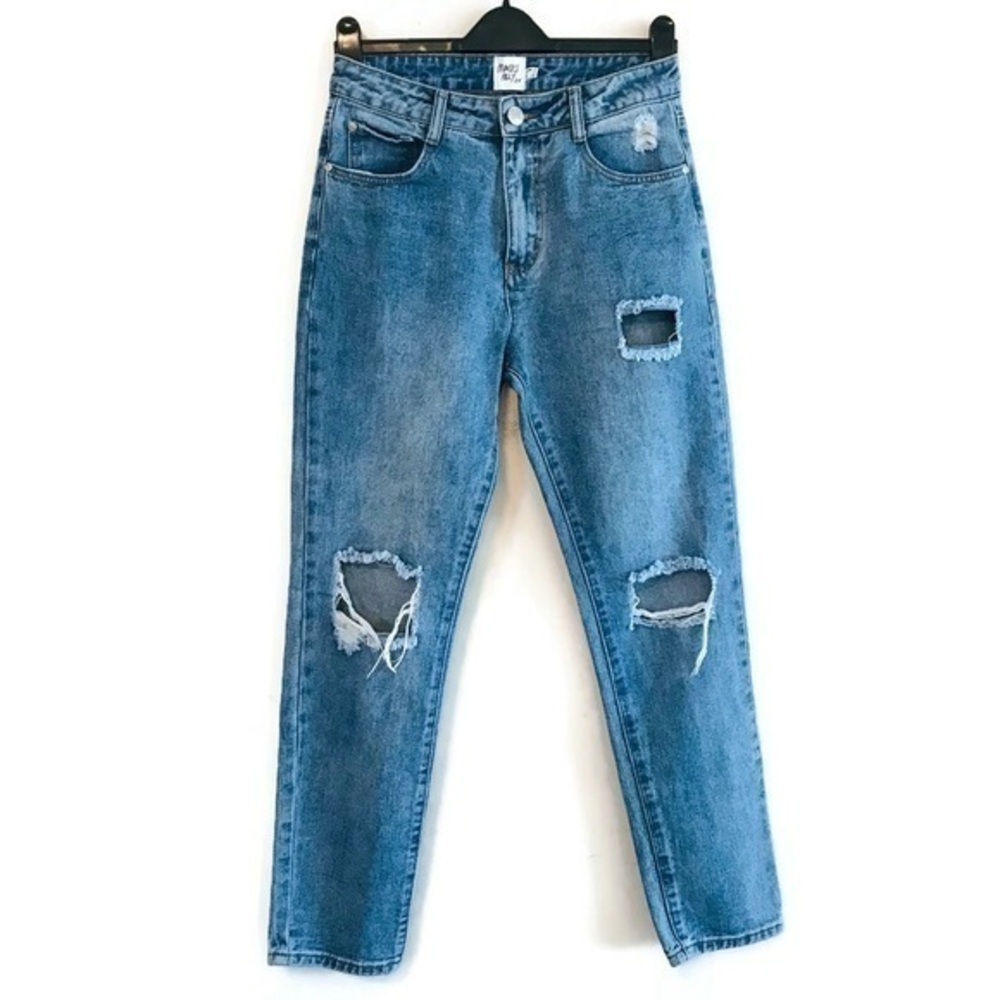 Princess Polly 100% Cotton Distressed High Rise Mom Jeans Women’s Size 4 27